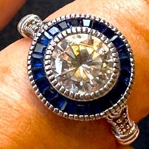 Rachel Ashwell Sterling Silver 925 Sapphire Cz tone Size 7